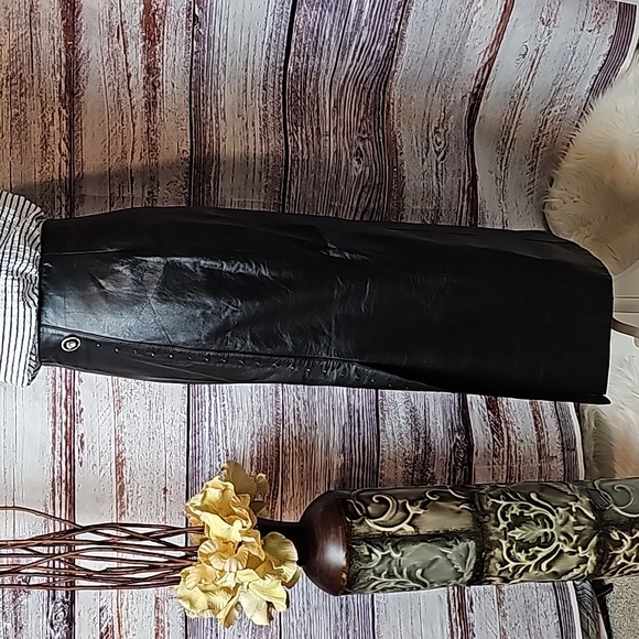 NWT YING DAK RHINESTONE 100% BLACK LEATHER LINED MAXI SKIRT - Picture 4 of 16